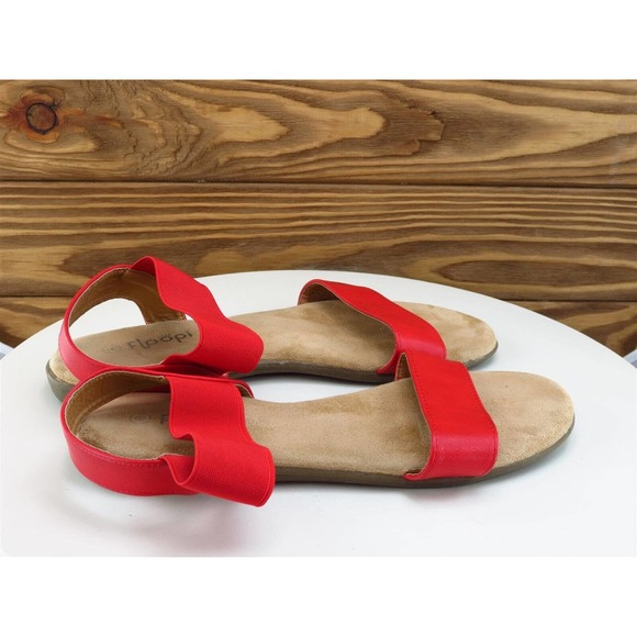 Floopi Size 8 M Women Sandal Ankle Strap Red Synthetic - Picture 5 of 10